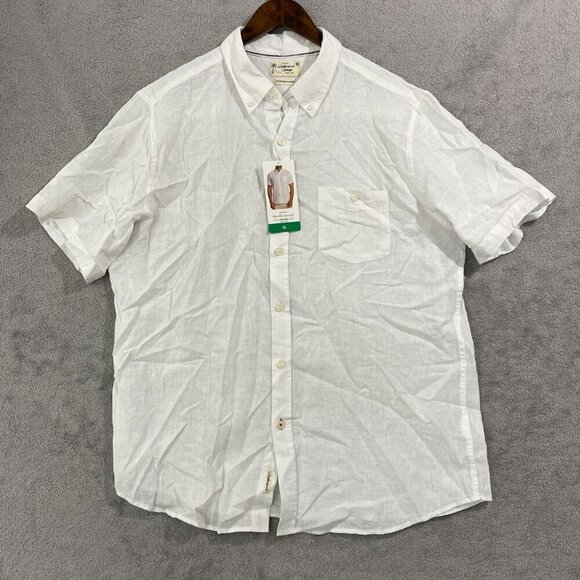 NEW Weatherproof Vintage Men's XL Original White Linen Blend Short Sleeve Shirt - Picture 2 of 8